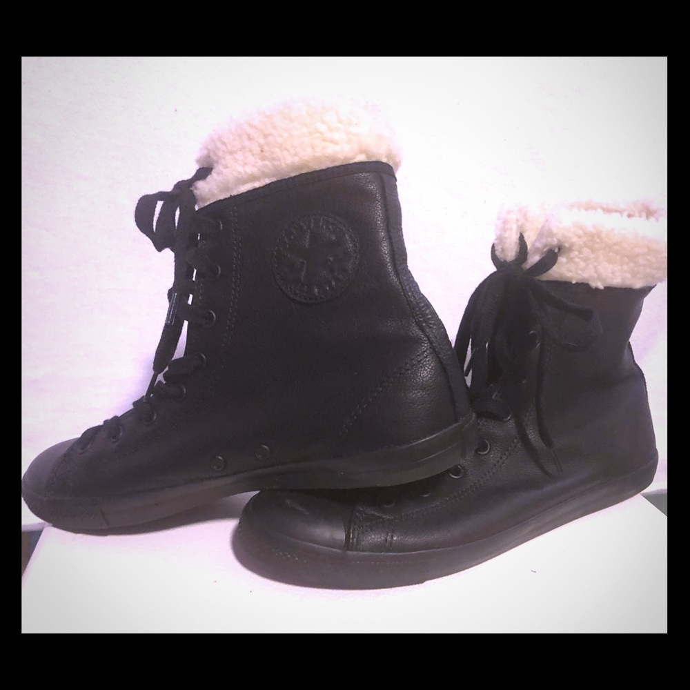 Brand CONVERSE LEATHER HIGH TOPS WITH FAUX TRIM 10
